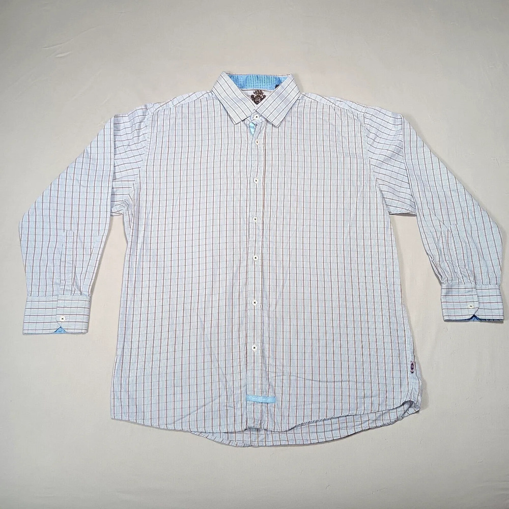 English Laundry Shirt Mens Large Blue Plaid Embroidered Long Sleeve Button Up